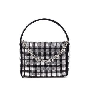 LISELLE KISS Women's Black Rhinestone Chain Detail Single Strap Crossbody